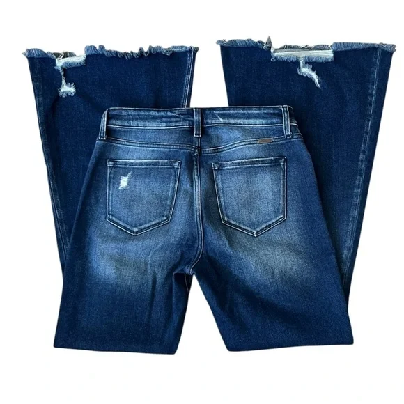 KanCan High Rise Distressed Wide Leg/Flare Jeans - Picture 2 of 7